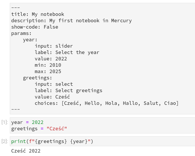 Greetings Notebook with YAML config